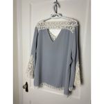 Lane Bryant  Light Blue Lace Flowy Boho Bell Sleeve V-neck Blouse Top Size 18/20 Photo 7
