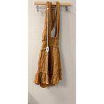 Aerie  Criss Cross Halter Neck A-Line Floral Embroidered Cognac Brown Dress Sze S Photo 3