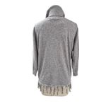 Adrienne Vittadini NWT  Heathered Gray Turtleneck Sweater Fringe Design Sz M Photo 2