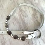 Antoniazzi Firenze White Leather Waist Belt w/ Pewter Metal Design (Size Large) Silver Photo 0