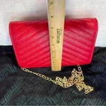 Francesca’s NWT Red Quilted Chevron Gold Chain Link Handbag Photo 7