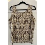 Valerie Stevens  Pure Silk Shell Tank Top Brown Beige Pink Damask Print Size 14 Photo 3