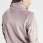 Athleta Double Cozy Karma Pink Rose Velour Funnel Neck Pullover Sweatshirt Small Photo 3