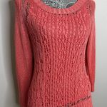 NWOT New York & Company women Pink Crocheted Sweater 3/4 Sleeve w/ Camisole. Sm Photo 0