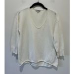 Madewell white sweater size S cotton waffle knit v neck quarter sleeves Photo 0