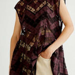 Free People  Red and Purple Asymmetrical Sleeveless Blouse Photo 0