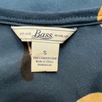 Bass Novelty Hat Print Long‎ Sleeve Teal Blouse Blue Photo 6