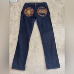 COOGI Jeans Womens 7/8 Blue Denim jeans Embroidered Fire Floral Low Rise Photo 1