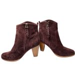 Joie  Burgundy Suede Block‎ Heel Ankle Boots Size 41 (10.5–11) Boho Chic Fall Photo 3