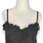 Rebecca Taylor  Black Silk Floral Lace Cami Tank Top Size 4 Adjustable Straps Photo 1