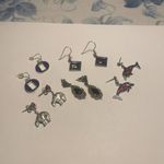 Lot Of 5 Dangle Costume Earrings Pierced Silver Tone Metal Photo 2
