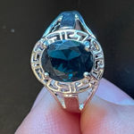 Blue sapphire silver plated ring size 9 Photo 4