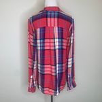SO  Flannel Shirt Sz Large Pink Blue Plaid Photo 1