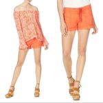 Anthropologie Sanctuary • Newport linen shorts orange drawstring waist cargo pockets beach Photo 1