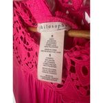 Philosophy Long Sleeve Magenta Pink Blouse Swing Top Lace Crochet Size Small Photo 3