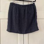 Garnet Hill Essential 100% Linen Pull On Denim Mini Skirt Pocket Chambray Size L Photo 7