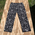 California style Black White Pants Size 10 Tropical Beach‎ Palm Summer Photo 0