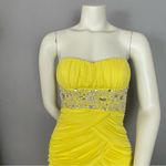 City Triangles City Triangles Prom Dress Yellow Ruched Jeweled Strapless Size 3 Juniors Formal Photo 3