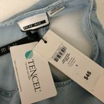 Noisy May  Womens Top Chambray Cold Shoulder Ruffle Short Sleeve Blue S Photo 2