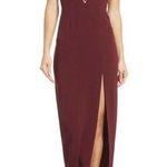 WAYF The Casey Plunge Neck Sleeveless Long Dress Burgundy Small! Photo 0