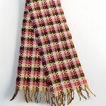 ECHO Italian Wool Plaid Knit Scarf Fringe Colorful Retro Mod Artsy Boho Luxury Pink Photo 0