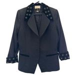 Cache American Vintage Black blazer Velvet snowflake collar & cuffs medium Photo 0