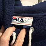 FILA Dark Blue Sherpa Off-Duty Hoodie Cozy Streetwear Fit Check Loungewear NWT Photo 2
