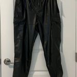 Almost Famous NWT Black Faux Leather Cargo Jogger Pants Size Large Photo 3
