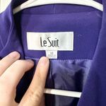 Le Suit VTG Blazer Women Size 10 Purple Padded Shoulder Flutter Pocket Polyester Photo 2