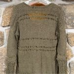 Free People Khaki Green Long Sleeve  Belong to You knit Crochet Top Beach CoverUp Photo 6