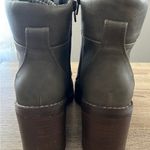 Crown Vintage Women Combat Lace Up Ankle Boots Size 8 Slate Charcoal Leather Brown Photo 2