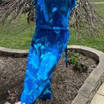 Tropical maxi wrap dress size XL ruffles cap sleeve vacation flowy Blue Photo 8