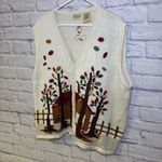 Vtg Bobbie Brooks Sweater Vest Women Embroidered Fall Leaves 22 Photo 6