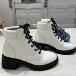 Forever 21 Forever 21 white faux leather with black laces boots size 8 Photo 2