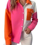 Boutique EUC Colorblock Oversized Drop Shoulder Button Photo 0