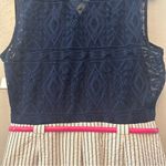 ⭐️Alyx navy blue lace and striped belted button front collared dress size 10 Photo 5