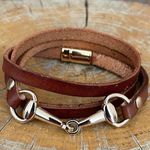 Snaffle Bit Wrap Bracelet with Brown Genuine Leather Photo 1