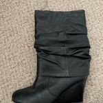 Black Wedge Boots Size 7.5 Photo 0