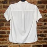 Theory  Uniform White Luxe Cotton Short Sleeve Button Down Shirt Women's Medium Photo 9