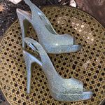Lulu Townsend ‎ Silver Metallic Slingback Heels Photo 6