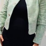 ZARA New Luxury Preppy Green Long Sleeves Round Neck Textured Crop Blazer Sz XL Photo 0