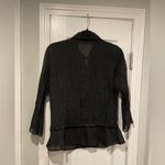 Notations  Size S Black Sheet Pleated Satin Trim Button Front Ruffle Blouse Photo 11