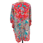 Tolani Pink & Blue Poppy‎ Floral Kimono Poncho Woven Top Size Medium Red Photo 7