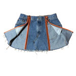 Furst of a Kind Levi's Denim Reworked Mini Skirt Raw Hem Front Zippers 29 Custom Photo 2