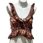 Kimchi Blue  Women's M Brown Floral Off Shoulder Crop Top Blouse Photo 0