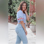 Xhilaration Embroidered Stripped Crop Top Size Large NWT Photo 1