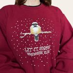 Morning Sun 2000s funny vintage winter snowy bird crewneck Large Red Photo 1