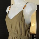 Nicole Miller  Olive Green Tier Linen Maxi Dress. Size Extra Small Photo 2