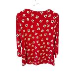 Liz Claiborne Petite Red Longsleeve top with white flowers size PS Business Work Photo 1