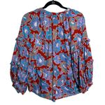 Love The Label Lucette Puff‑Sleeve Blouse – White Floral Print, Women’s Size S Red Photo 2
